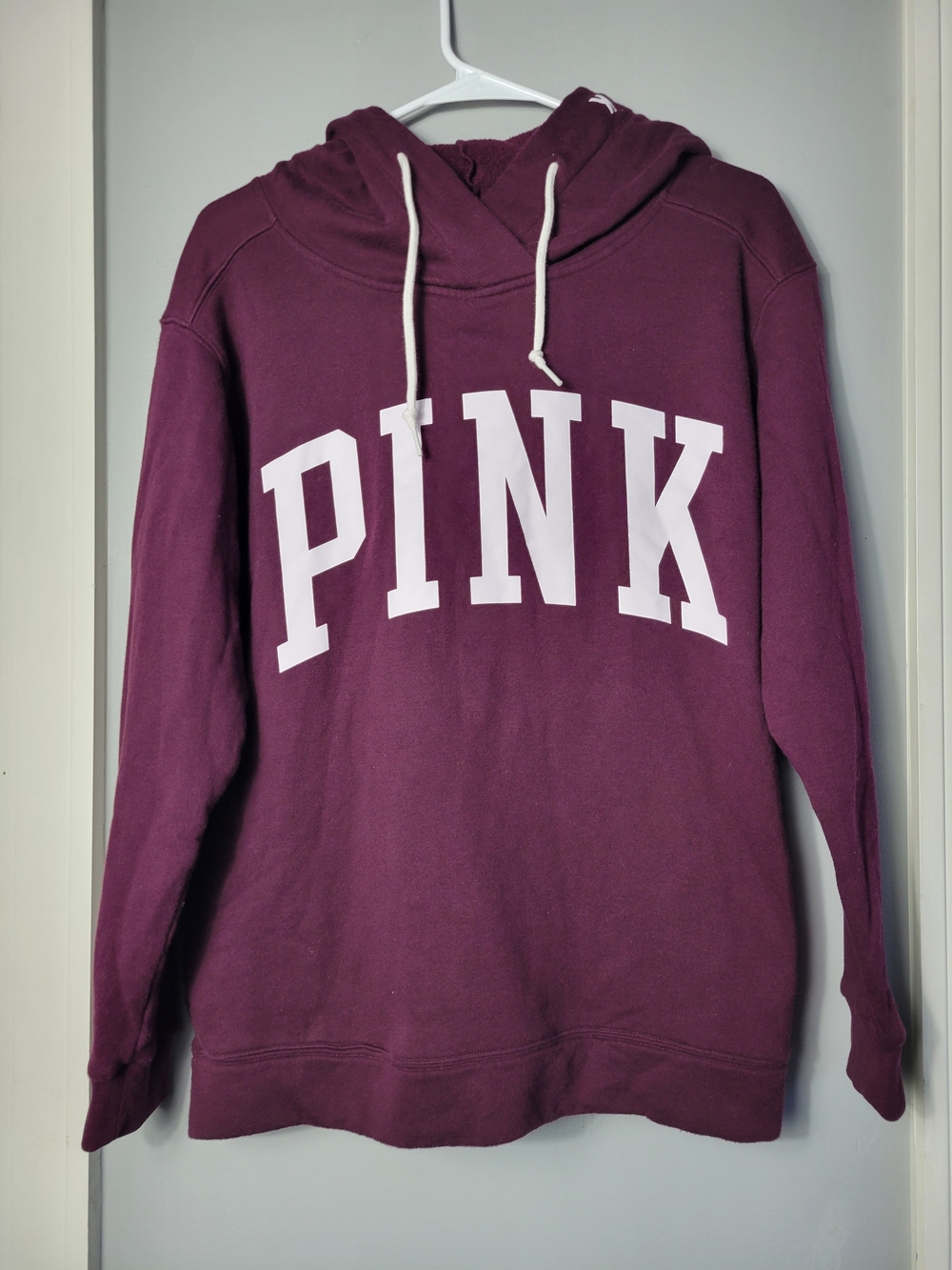 PINK Victoria's Secret Maroon Pullover Hoodie with White Logo